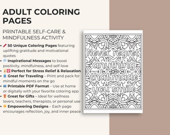 Malvorlagen für Erwachsene | Dankbarkeit und motivierende Zitate | Stressabbau und Achtsamkeit