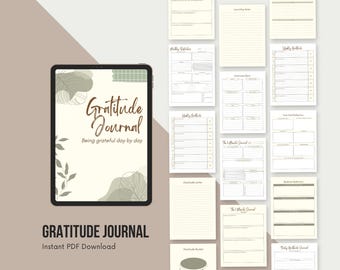 Dankbarkeit Journal Canva Vorlage | Bearbeitbarer Tages- und Wochenübersicht | Achtsamkeit & Selbstfürsorge | Digitaler Download