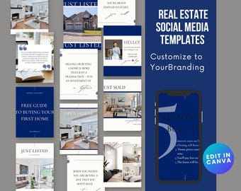 Social-Media-Vorlagen | Canva Bearbeitbar | Just Listed, Tag der offenen Tür, Testimonials | Digitaler Download