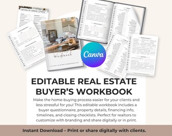 Bearbeitbares Arbeitsbuch für den Käufer eines Grundbesitzes | Canva Vorlage | Hauskauf Checkliste & Ratgeber Ratgeber | Digitaler Download