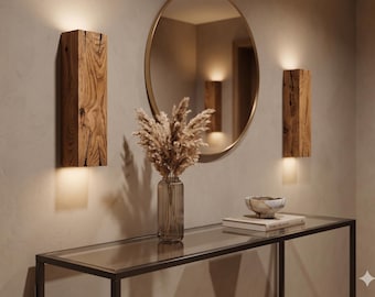 Rustic Wooden Wall Sconce, Handmade Oak Wall Light, Modern Farmhouse Lighting, Minimal Wood Wall Lamp, Bedroom Hallway Lighting Fixture