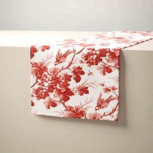 Vintage Williams Sonoma Table Runner, Grape and Vine Motif, 108″ Long