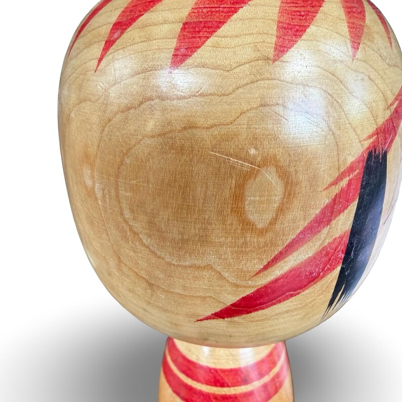 Poupée Kokeshi traditionnelle vintage 25,4 cm (10 po.) signée, art folklorique japonais image 11