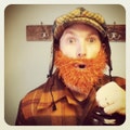 Hand Crochet Orange Beard and Mustache: Costume Beanie Accessory