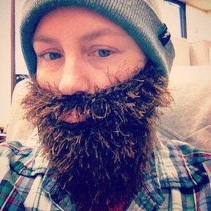 Child or Adult Long Fuzzy Beard In CHOICE OF COLOR Hand Crochet, Beard and Mustache Only - Use With Any Beanie