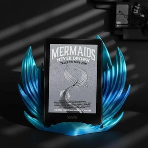 Supporto per Kindle a forma di coda di sirena, supporto per e-reader stampato in 3D blu-verde