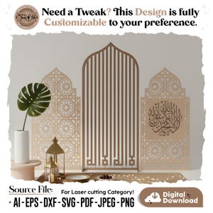 Painel de fundo com tema islâmico em SVG, decoração para o Ramadã, presente para o Eid (arquivo digital) - Download instantâneo