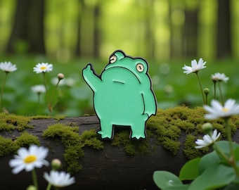 Flipping Frog Cute Enamel Pin Funny for Bags, Meme Gift for Friends