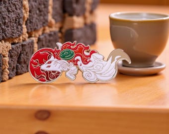 Cartoon Cool Okami Amaterasu Sun Fox Enamel Pin Cat lover Kawaii/Ramune/Cute