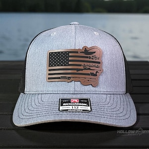 Casquette Richardson 112 Snapback avec écusson en cuir drapeau américain pour la pêche et la chasse au canard