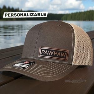 PAWPAW Leather Patch Trucker Hat, Personalized Grandfather Gift