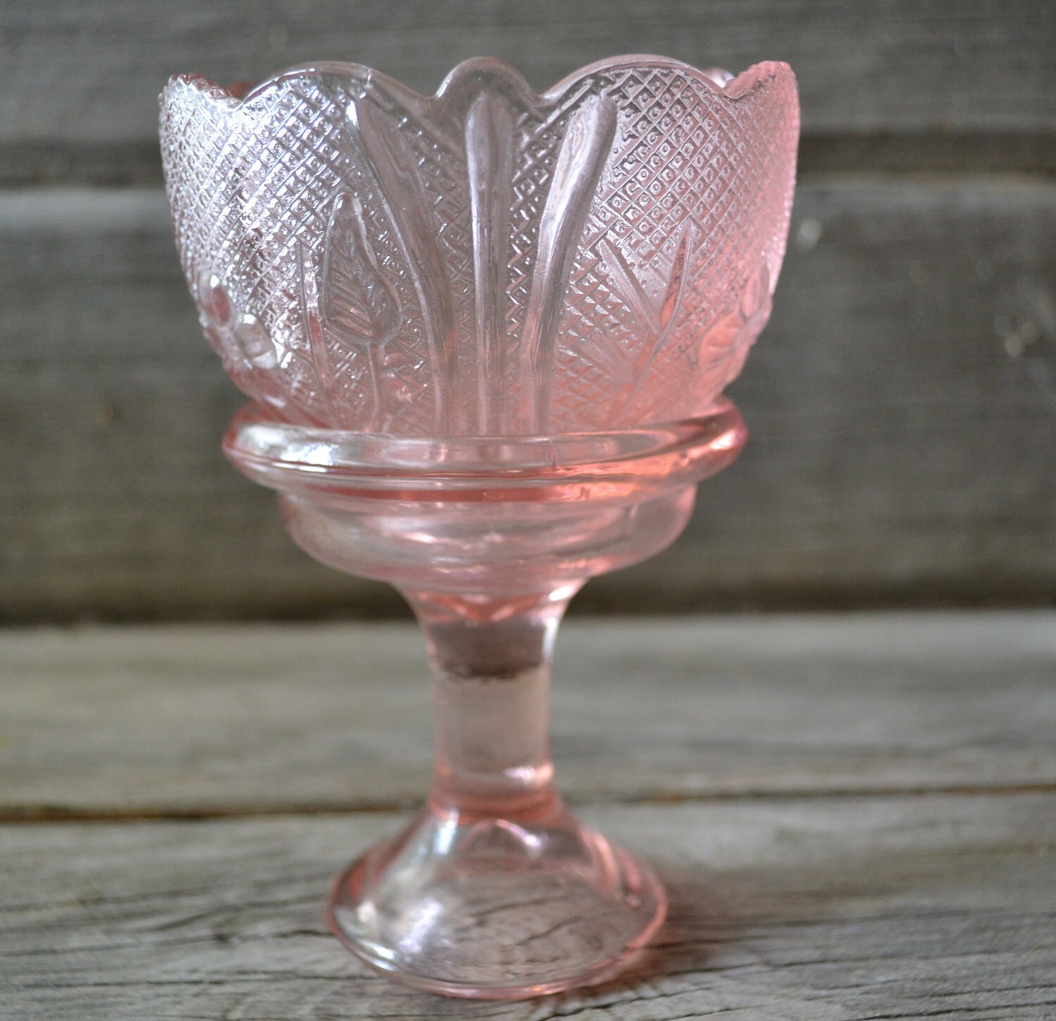 Unique Vintage Pink Depression Glass Candle Holder Etsy