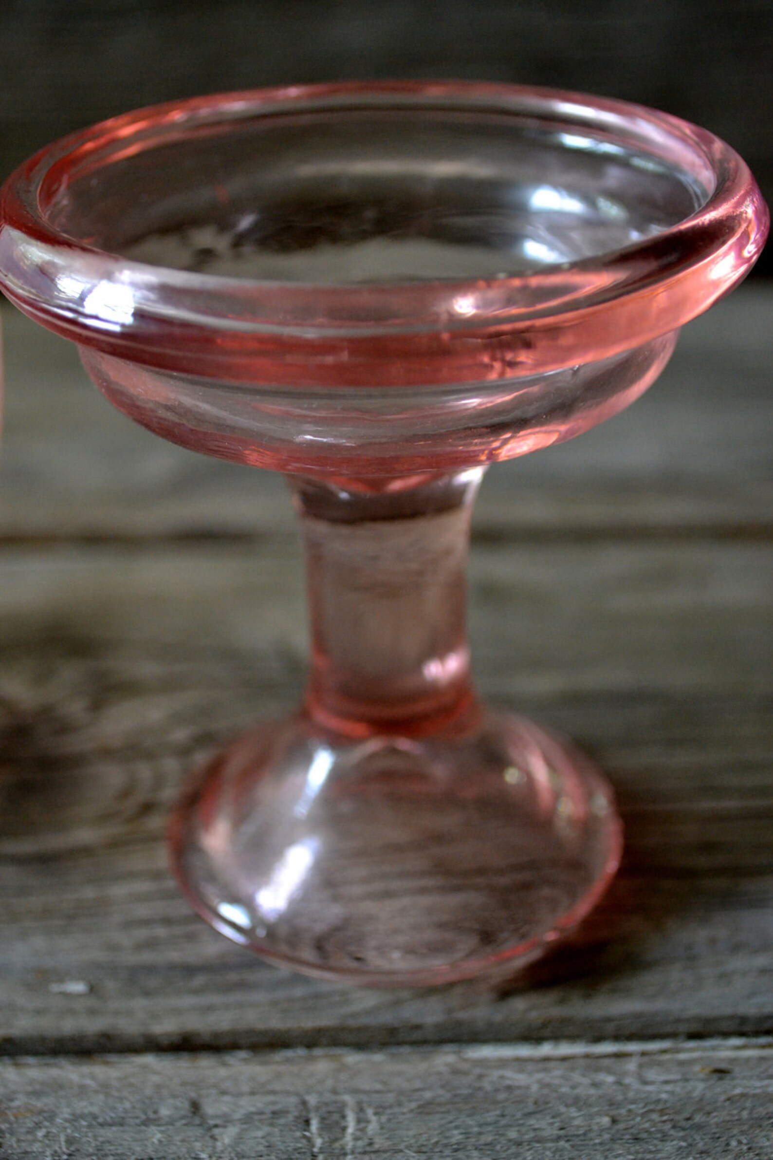 Unique Vintage Pink Depression Glass Candle Holder Etsy