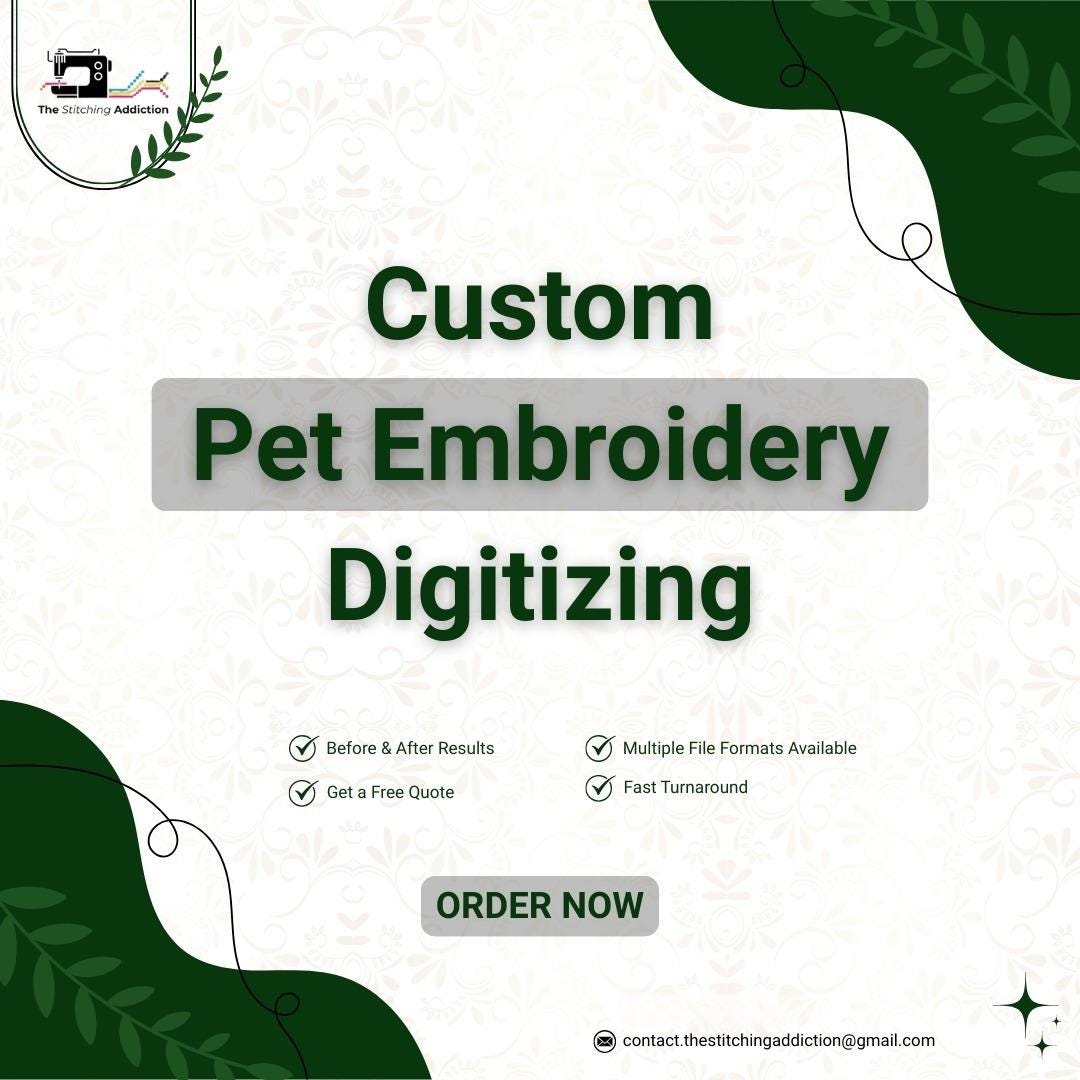 Custom Pet Embroidery Digitizing | Dog Cat Horse Portrait | Photo to ...