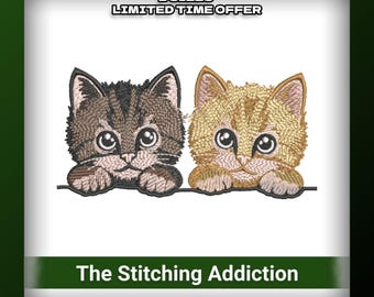 Peekaboo Kittens 6, 7 inches - Machine Embroidery Design