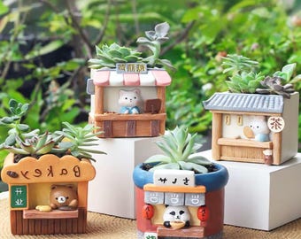 Maceta Kawaii creativa para sushi y panadería, bonita maceta de resina para suculentas y cactus, mini maceta para vivero, escritorio divertido, regalo de decoración para el hogar.