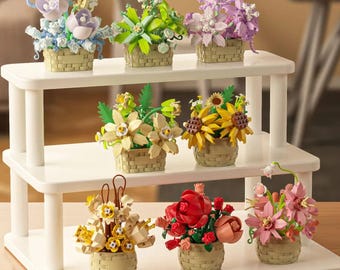 Macetas de ladrillos para construir, set de decoración de mini suculentas, rosas y girasoles