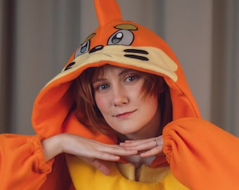 Kigurumi de nutria naranja personalizado (mono para adulto, pijama)