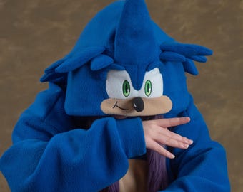 Sudadera con capucha de erizo azul personalizada