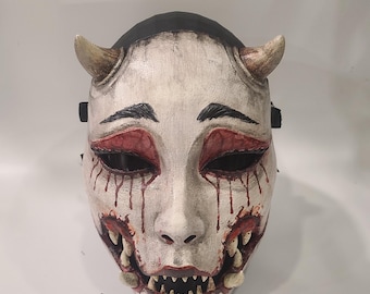 Máscara de demonio femenino con cuernos / Máscara japonesa