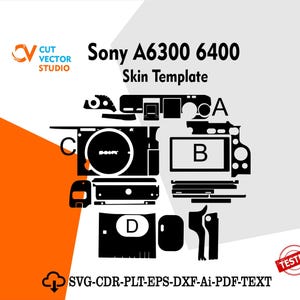 SONY A6300 6400 Skin Vector Template File Skin Die Cut Layout