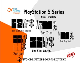 Archivo de plantilla vectorial de diseño de paquete de la serie PS5, diseño de troquelado, archivo digital