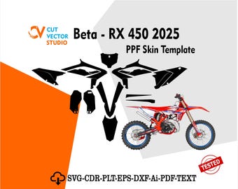 Archivo de plantilla vectorial de piel Beta - RX 450 (2025) PPF Diseño de troquelado de piel