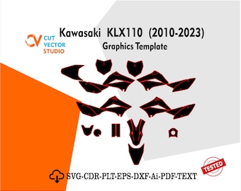 Plantilla de gráficos de diseño para Kawasaki KLX110 (2010-2023) Vcetor