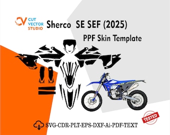 Diseño de troquelado para archivo de plantilla vectorial Sherco SE SEF (2025) PPF