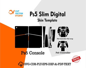 Ps5 Slim Digital  Vector Templete File Skin Die Cut Layou Digital