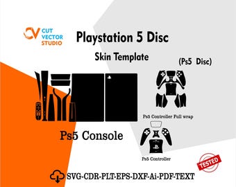 playstation 5 Disc  Vector Templete File Skin Die Cut Layou Digital