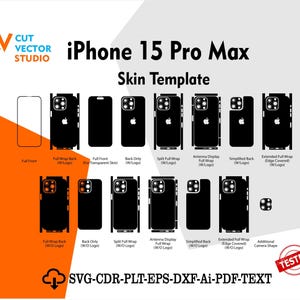 iPhone 15 Pro Max Skin Vector Templete File Skin Die Cut Layout