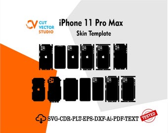 Plantilla vectorial para iPhone 11 Pro Max: diseño troquelado