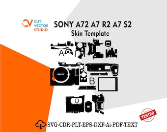 SONY A72 A7R2 A7S2 Skin Vector Template File Skin Die Cut Layout