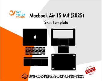 Plantilla vectorial para MacBook Air 15 M4 (2025) con diseño troquelado