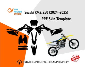 Archivo de plantilla vectorial PPF para Suzuki RMZ 250 (2024-2025) Diseño de troquelado