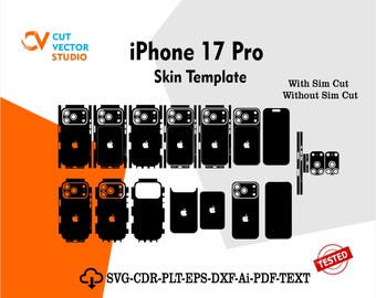 iPhone 17 Pro Skin Vector Templete File Skin Die Cut Layou Digital File