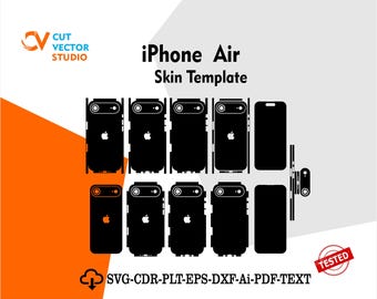 Archivo de plantilla vectorial de piel para iPhone Air, diseño troquelado digital