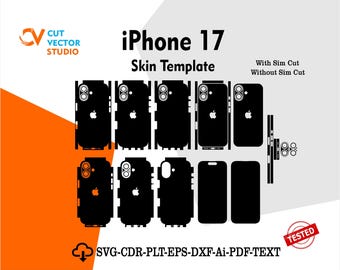 iPhone 17 Skin Vector Templete File Skin Die Cut Layou Digital File