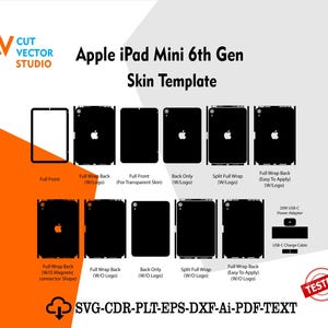 Apple iPad mini 6th Gen Skin Vector Template File Skin Die Cut Layout