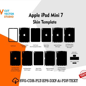 Apple iPad mini 7 Skin Vector Template File Skin Die Cut Layout