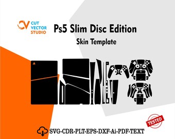 Ps5 Slim Disc Edition  Vector Templete File Skin Die Cut Layou