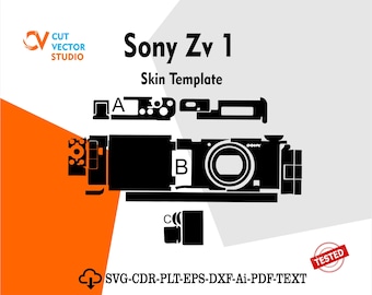 Plantilla vectorial de diseño de piel para Sony ZV 1. Diseño troquelado.