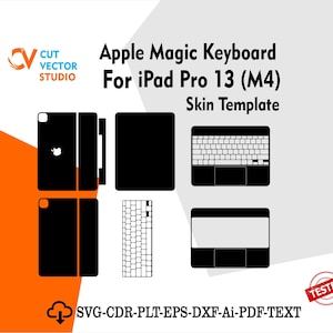 Plantilla vectorial de teclado mágico para iPad Pro de 13 pulgadas M4 (2024) con diseño troquelado