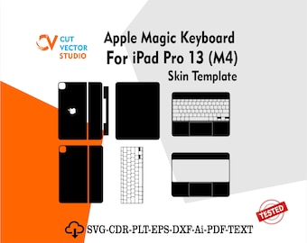Plantilla vectorial de teclado mágico para iPad Pro de 13 pulgadas M4 (2024) con diseño troquelado