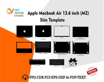 Plantilla vectorial para Apple MacBook Air de 13,6 pulgadas M2 (2022), diseño troquelado
