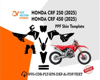 Plantilla vectorial PPF para Honda CRF 250 y CRF 450 (2025) Diseño de troquelado