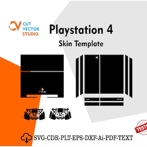 PlayStation PS4 Fat Skin Vector Template File Skin Die Cut Layout
