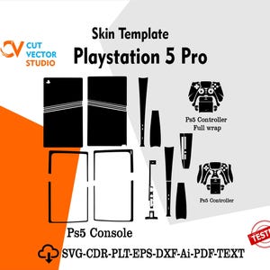 Plantilla vectorial para PS5 Pro, diseño troquelado digital