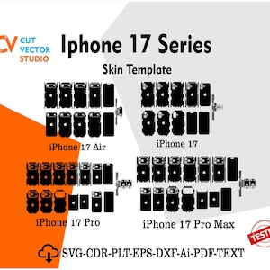iPhone 17 Series Bundel Skin Vector Templete File Skin Die Cut Layou Digital